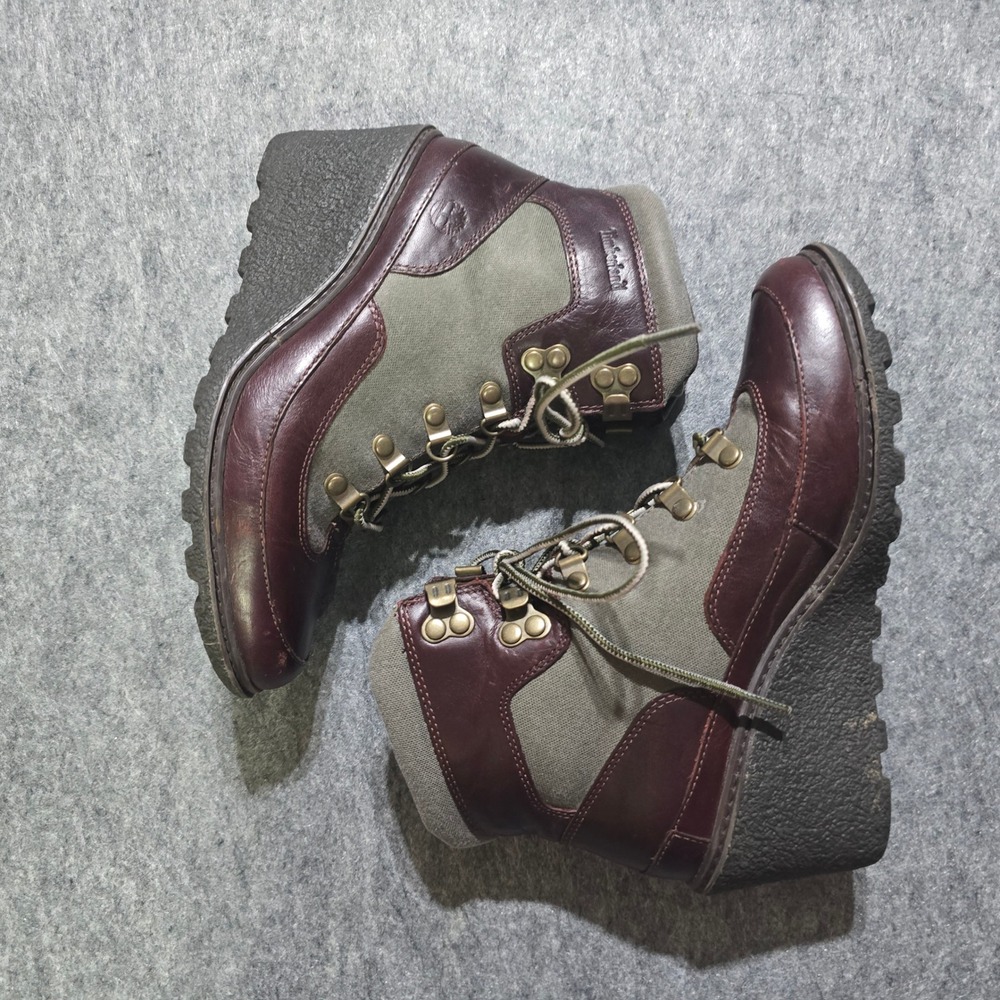 Timberland Women's Earthkeepers Amston Wedge Boots 7.5 Burgundy Glancy Hiker